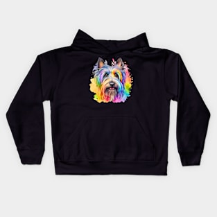 Skye Terrier Watercolor Portrait Kids Hoodie